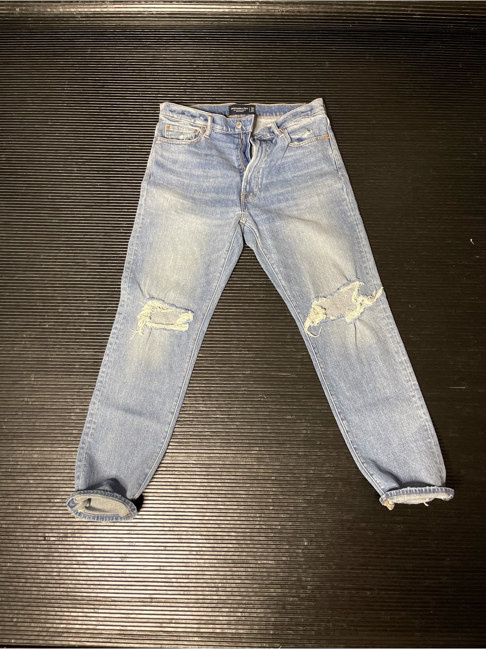 Abercrombie & Fitch Light Blue Distressed Boyfriend Jeans